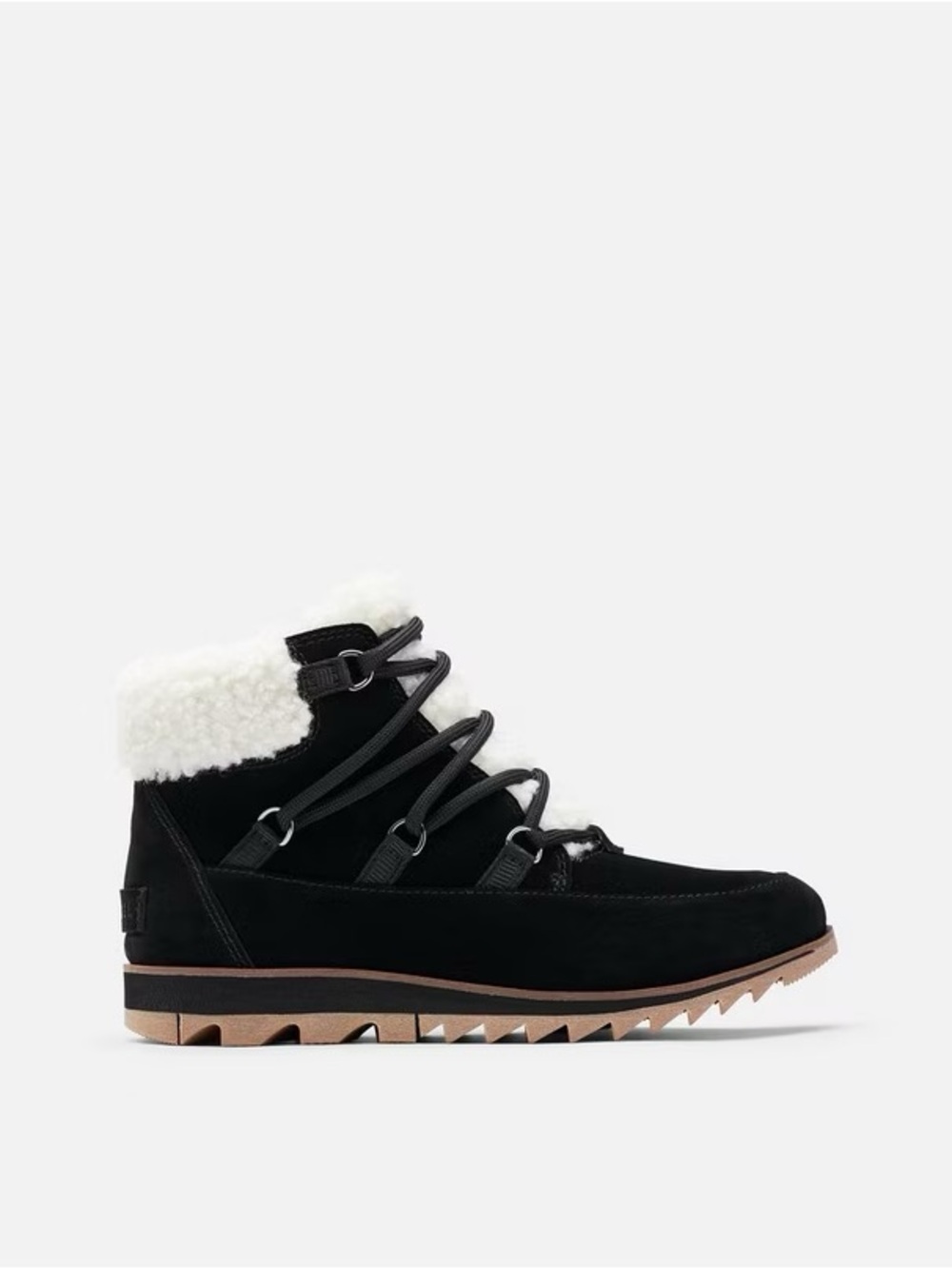 Sorel Harlow Lace Cozy Bootie Faux Shearling Women 10 Black